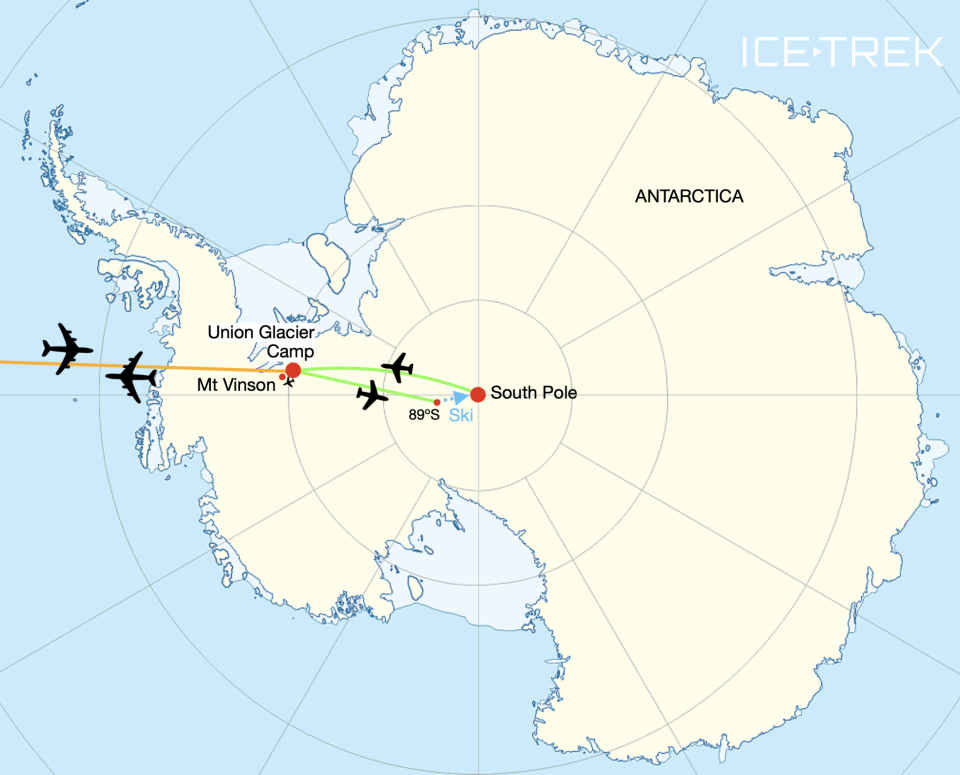Icetrek Vinson South Pole Combo map