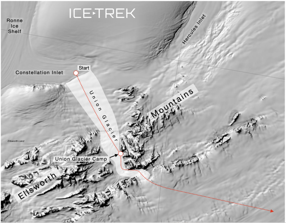 Union Glacier Antarctica route