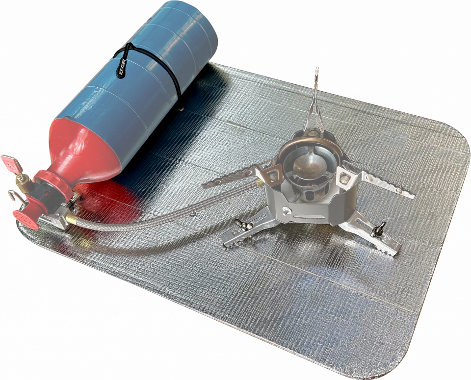 Icetrek Stove board with stove and bottle transparent